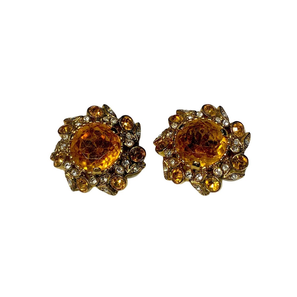 Vintage Joan Rivers Rhinestone Clip On‎ Earrings
